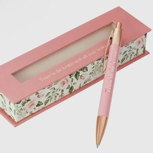 Floral Pink Faith Pen and Gift Box